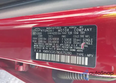 2021 Hyundai Kona Ultimate from USA, damaged, VIN KM8K5CA57MU675280